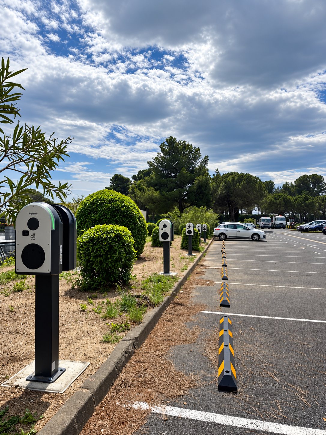 Véhicule électrique en charge sur une borne installée par Delta Automatisme