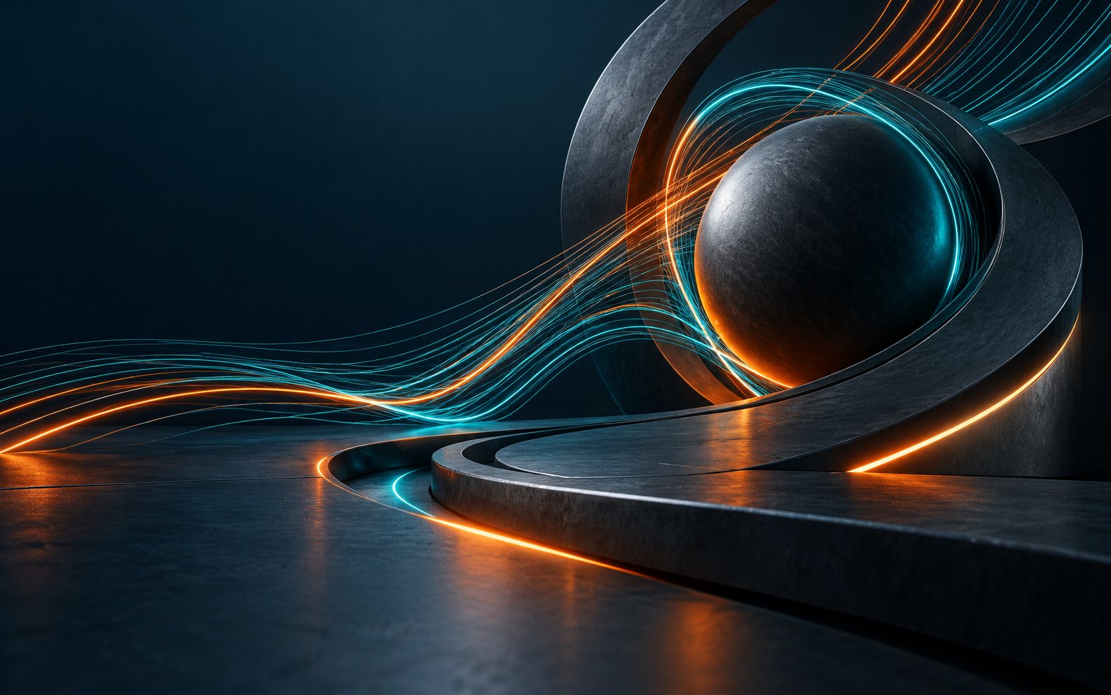 Visuel abstrait : lignes lumineuses et ampoule LED stylisée
