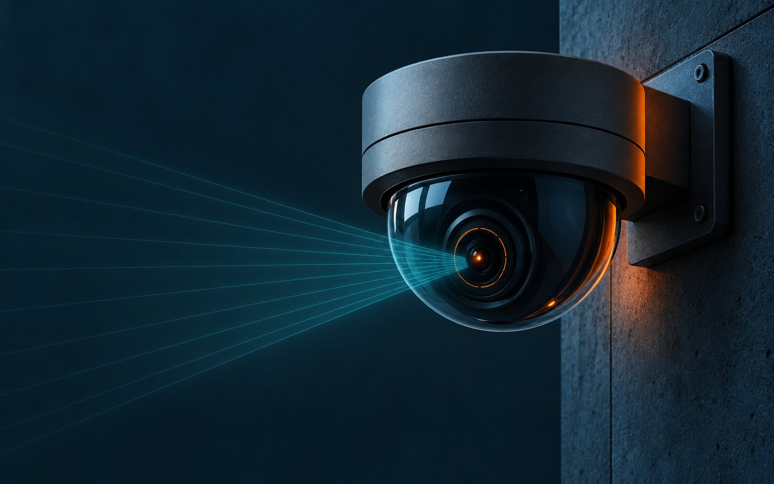 Visuel abstrait : caméra de surveillance et lignes de détection
